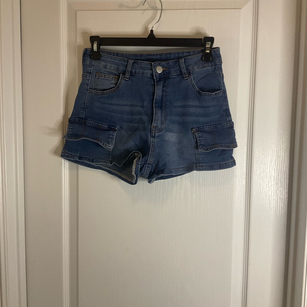 SHEIN Blue Jean Shorts High-Waisted Distressed